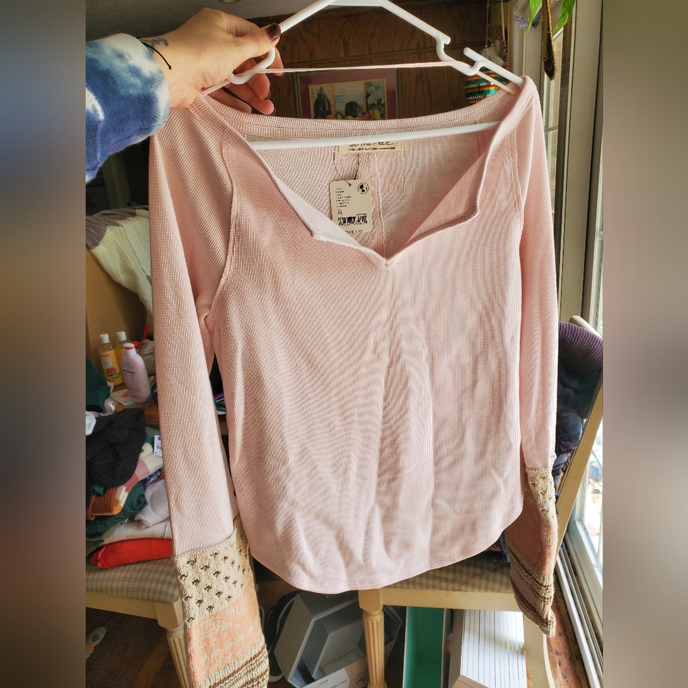 We The Free Pink and Tan Top